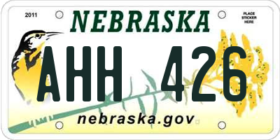NE license plate AHH426