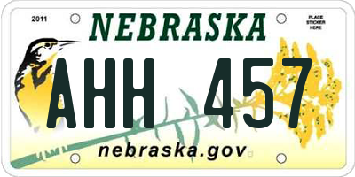 NE license plate AHH457