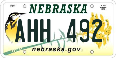 NE license plate AHH492