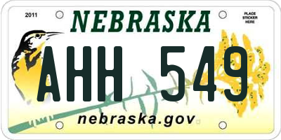 NE license plate AHH549