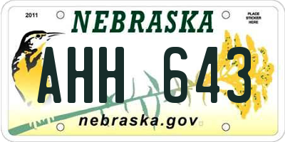 NE license plate AHH643