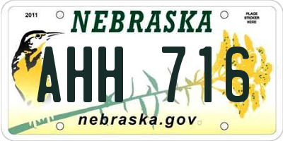 NE license plate AHH716