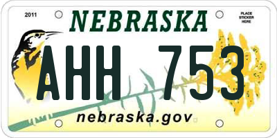 NE license plate AHH753