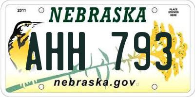 NE license plate AHH793