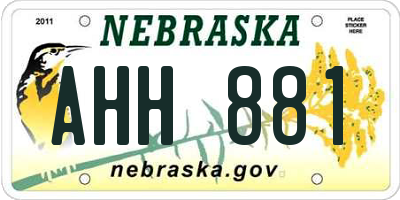 NE license plate AHH881