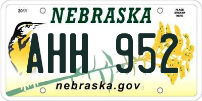 NE license plate AHH952