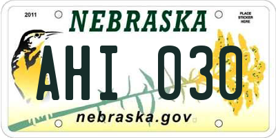 NE license plate AHI030