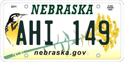 NE license plate AHI149