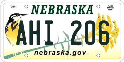 NE license plate AHI206