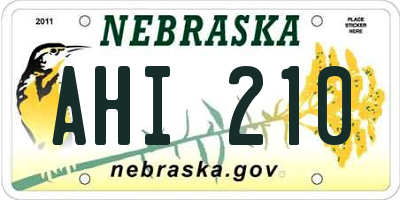 NE license plate AHI210