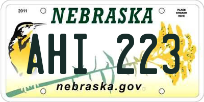 NE license plate AHI223