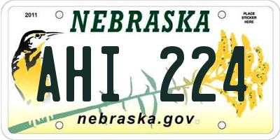 NE license plate AHI224