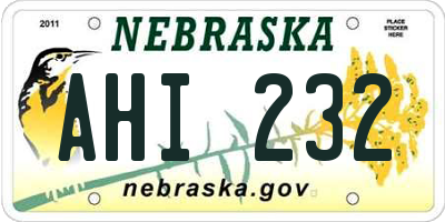 NE license plate AHI232