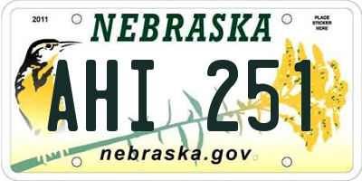 NE license plate AHI251