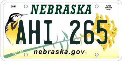 NE license plate AHI265