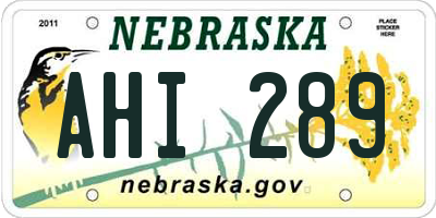 NE license plate AHI289