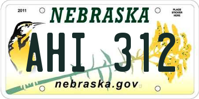 NE license plate AHI312