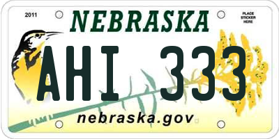 NE license plate AHI333