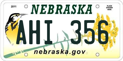 NE license plate AHI356