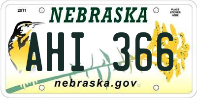 NE license plate AHI366