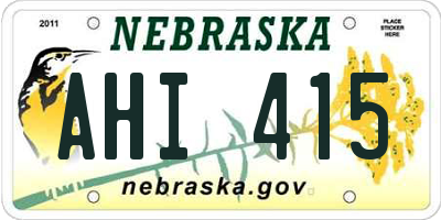 NE license plate AHI415