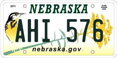 NE license plate AHI576