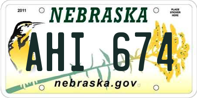 NE license plate AHI674