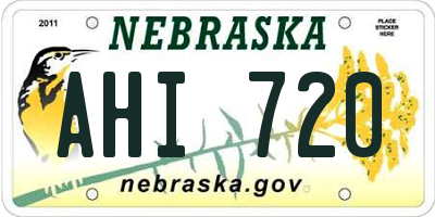 NE license plate AHI720