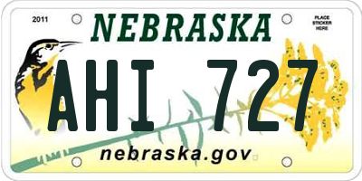 NE license plate AHI727