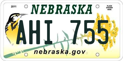 NE license plate AHI755