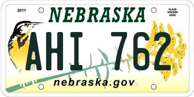 NE license plate AHI762