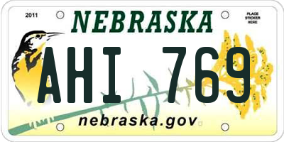 NE license plate AHI769