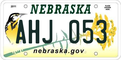 NE license plate AHJ053