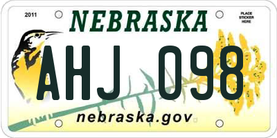 NE license plate AHJ098