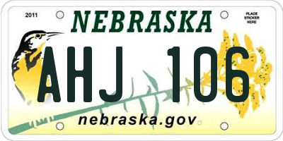 NE license plate AHJ106