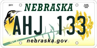 NE license plate AHJ133