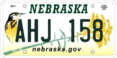 NE license plate AHJ158