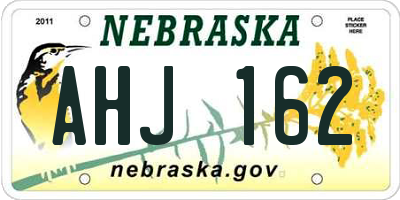 NE license plate AHJ162