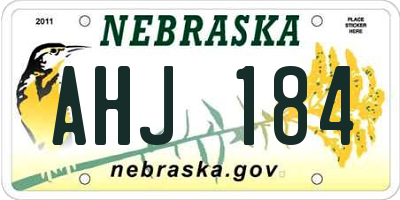 NE license plate AHJ184