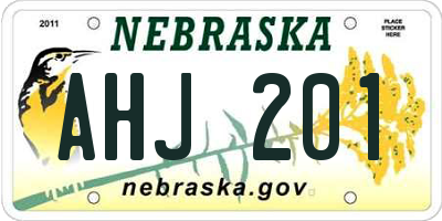 NE license plate AHJ201