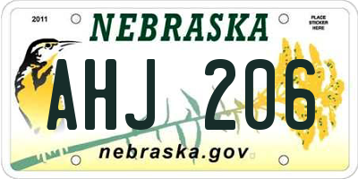 NE license plate AHJ206