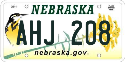 NE license plate AHJ208