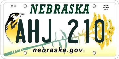 NE license plate AHJ210