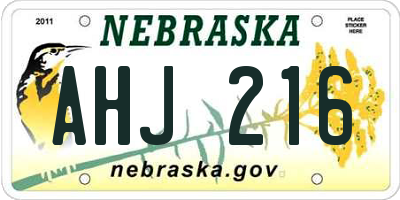 NE license plate AHJ216