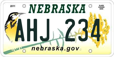 NE license plate AHJ234