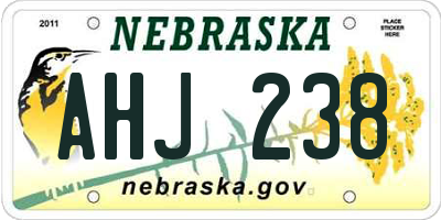 NE license plate AHJ238