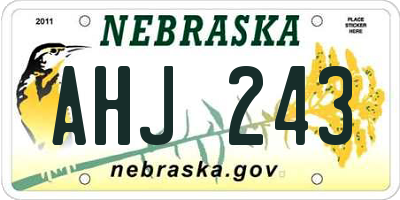 NE license plate AHJ243