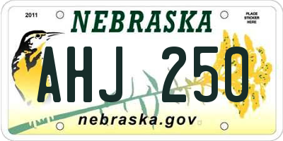 NE license plate AHJ250