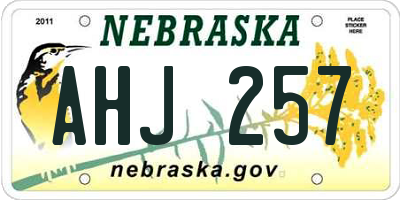 NE license plate AHJ257