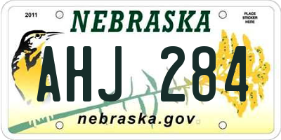 NE license plate AHJ284